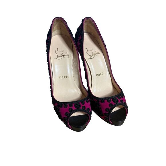Christian Louboutin Very Brode 120 Suede Heels Sz EU 36 / US 6 Magenta (Fuchsia) - Picture 4 of 16